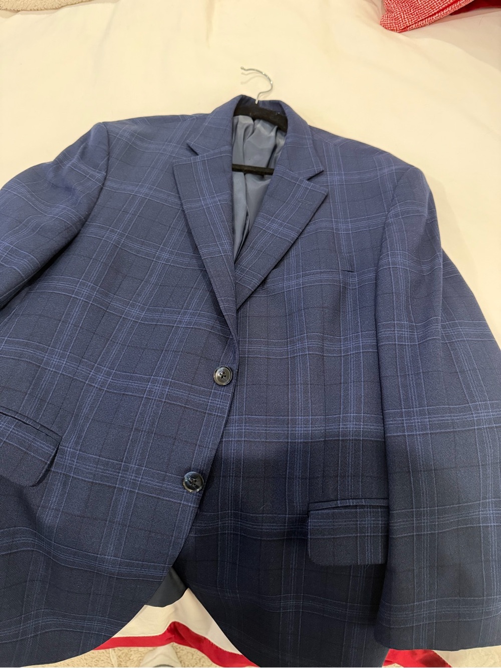 Peter Millar Navy Tonal Plaid Wool Sport Coat Blazer 42R